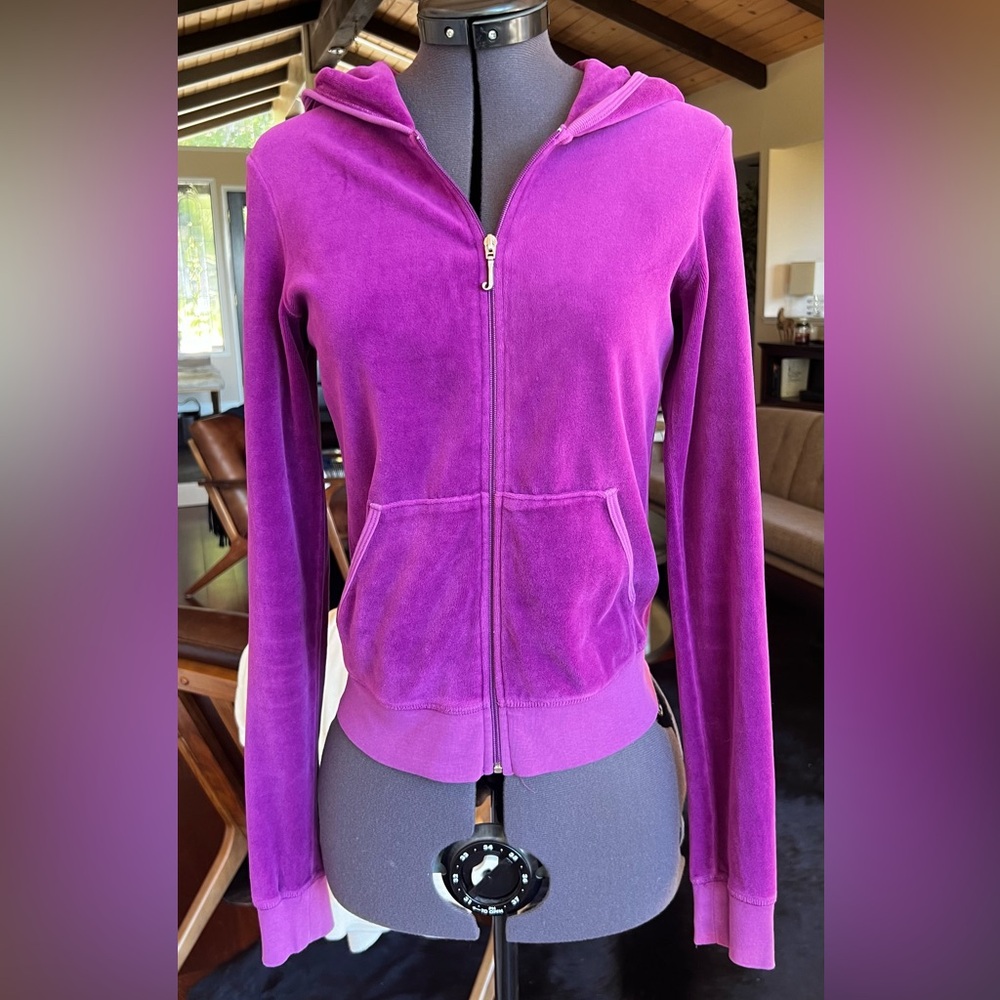EUC Juicy Couture Y2K Velour Zip Up Hoodie purple S Small